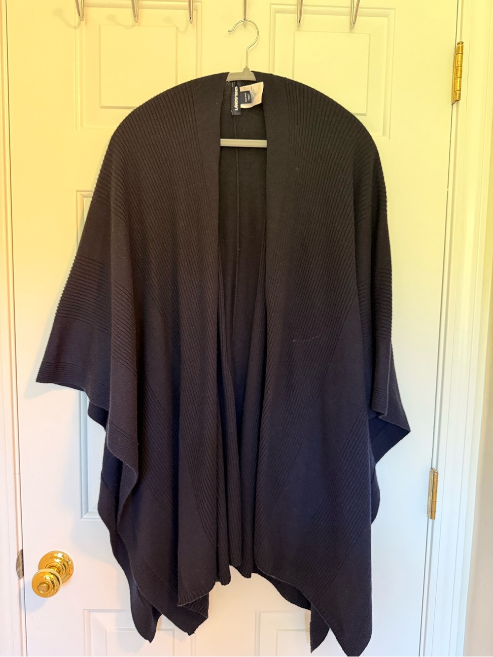 Lands' End Navy Open-Front Knit Poncho